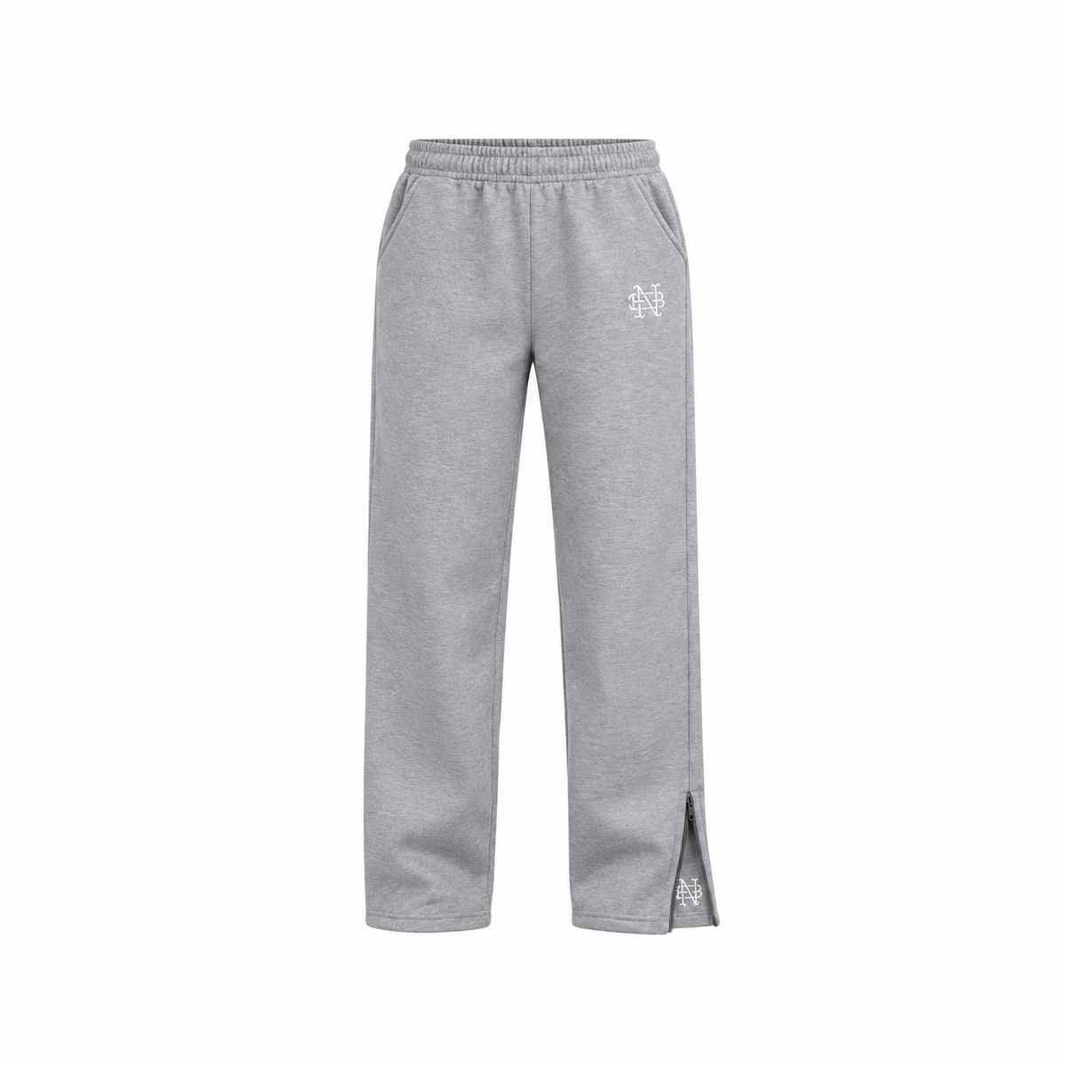FALLON grey jogger front with open ankle zipper