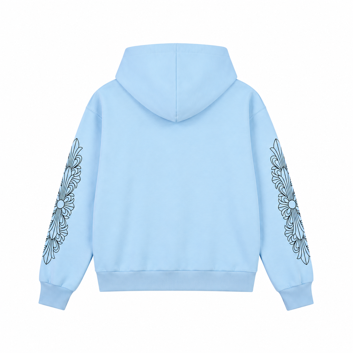 FLORA — ZIP HOODIE Blue back - AI concept, supplier verification pending