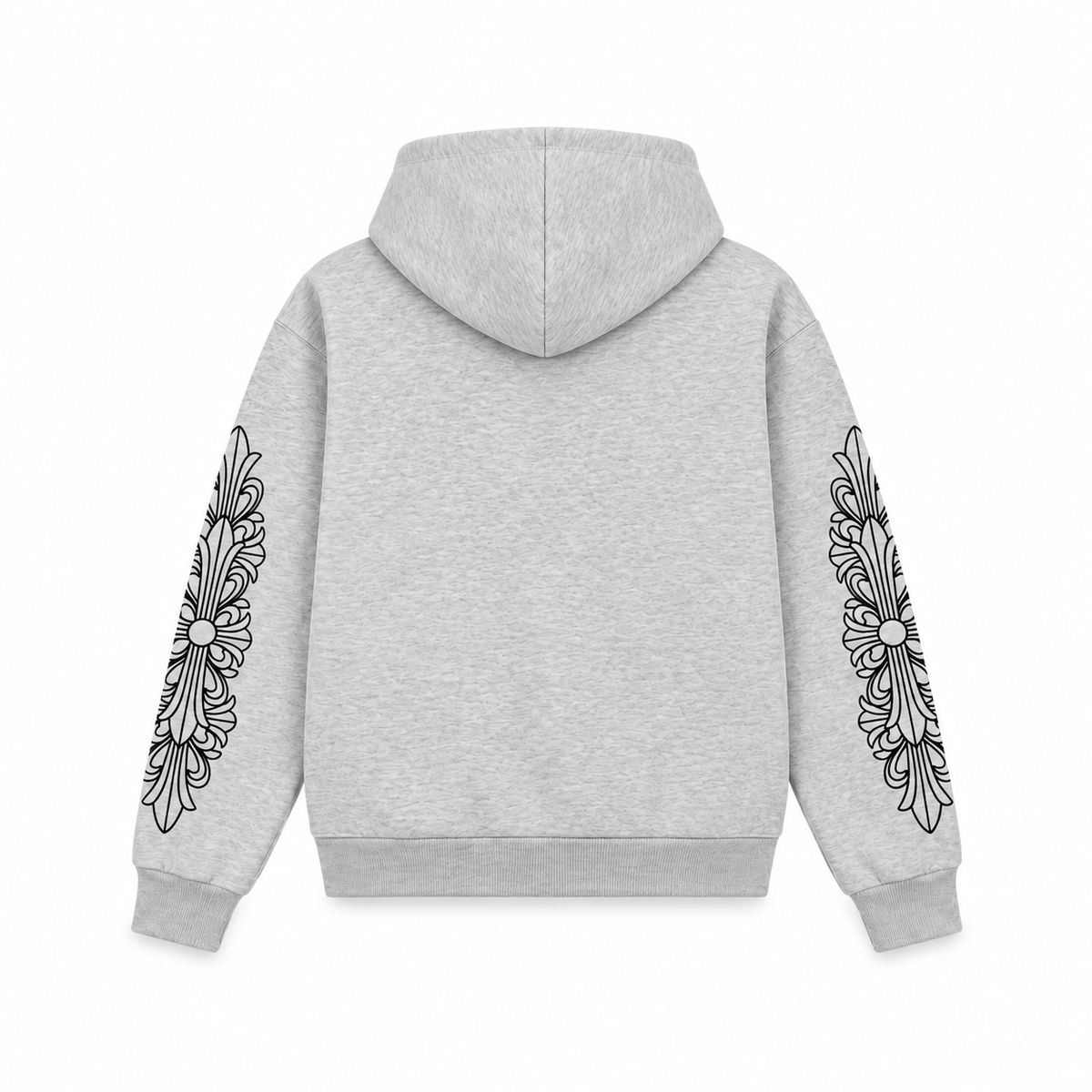FLORA — ZIP HOODIE Grey back - AI concept, supplier verification pending