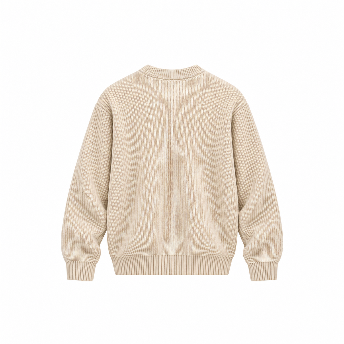 HARU knit sweater apricot back — AI-generated view based on front