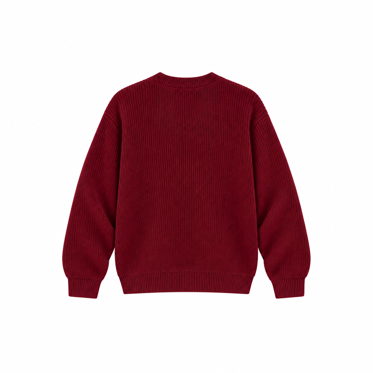 HARU knit sweater wine red back — AI-generated view based on front