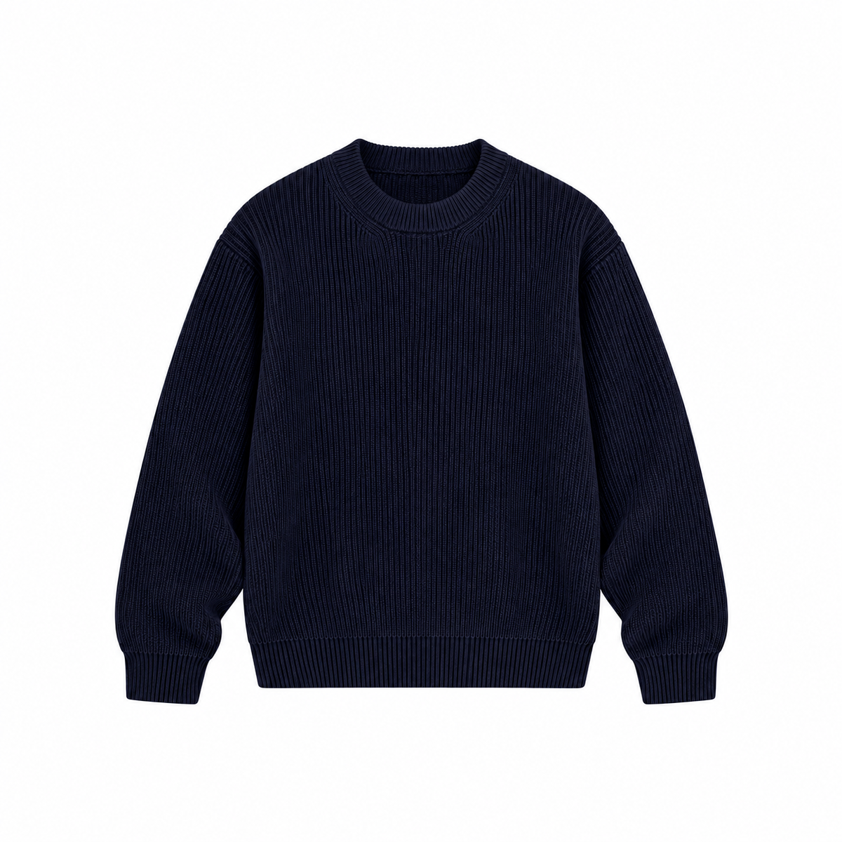 HARU knit sweater Navy Blue — front on white