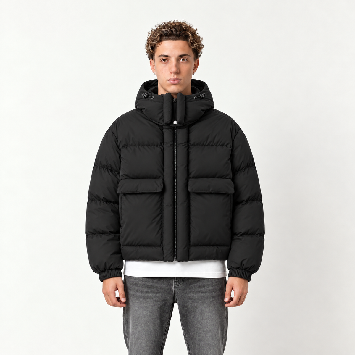Puffer Jacket V1 - Black - model-front