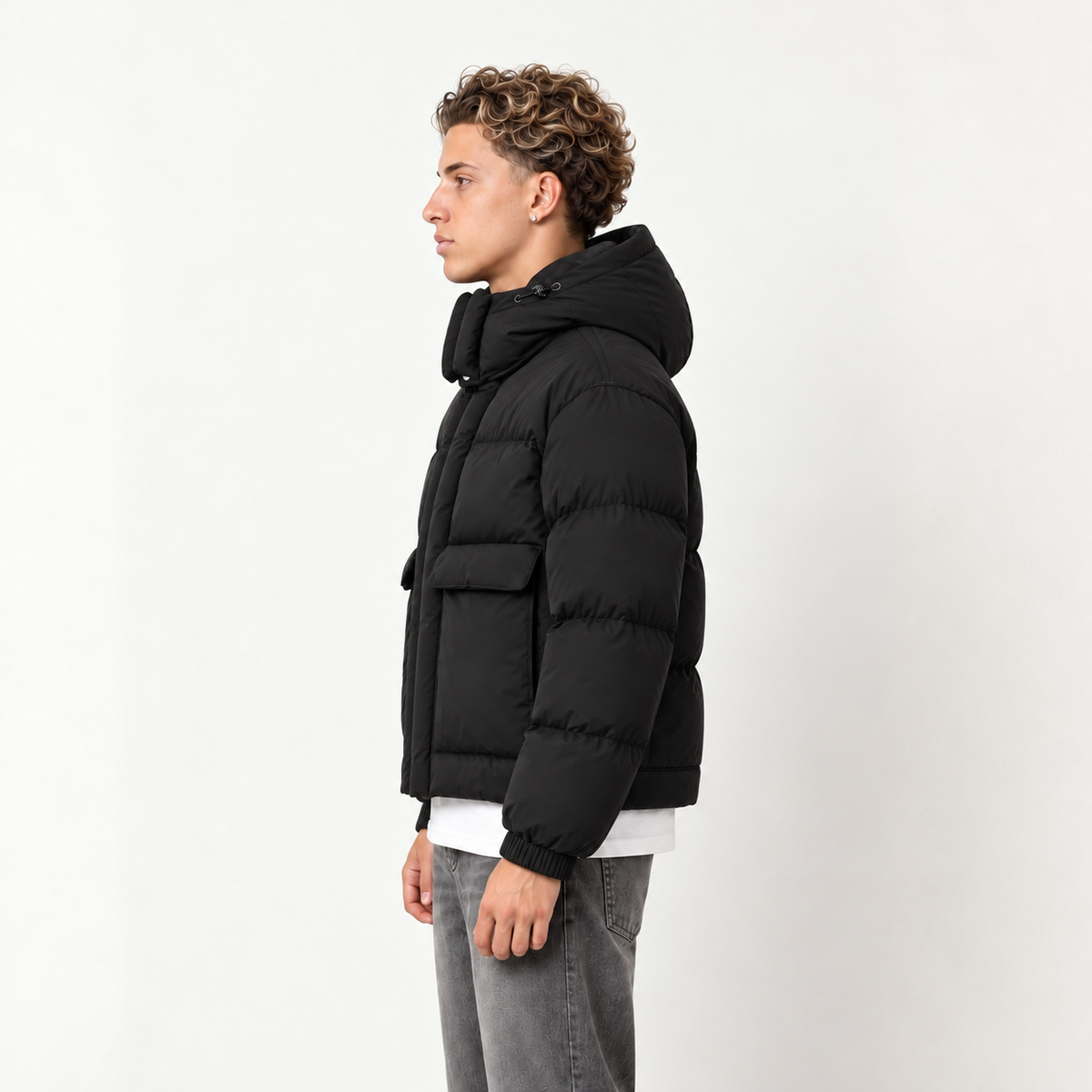 Puffer Jacket V1 - Black - model-side