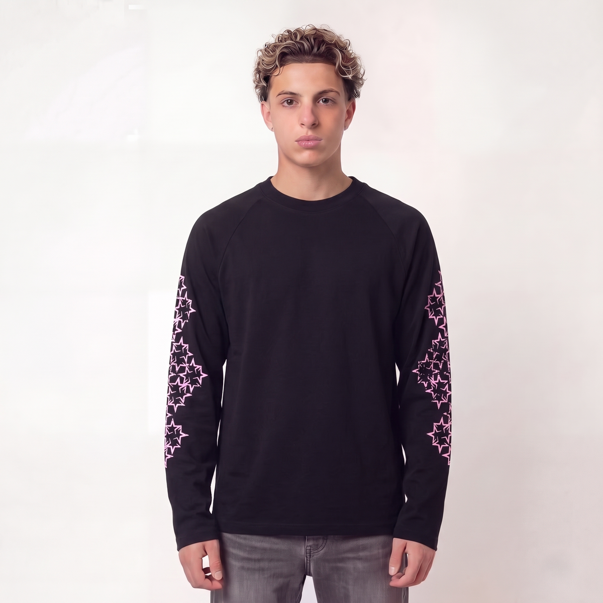 Black / Pink STARLINE — LONG SLEEVE on model