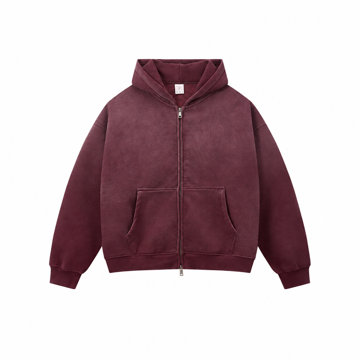 VELTO zip hoodie Burgundy front