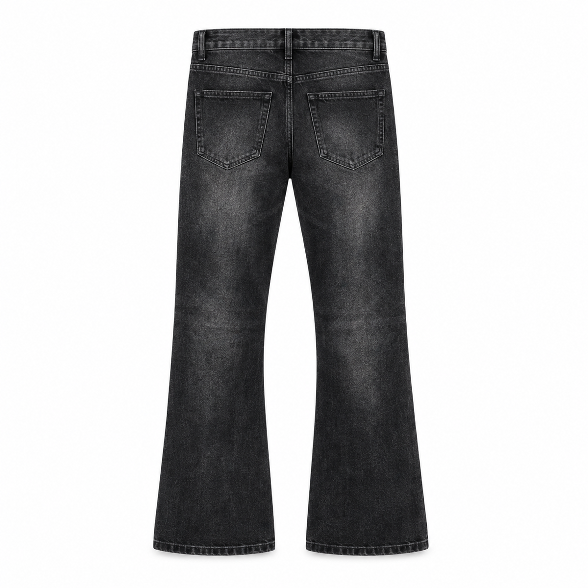 ASHEN — FLARED DENIM Black back - AI concept, supplier verification pending