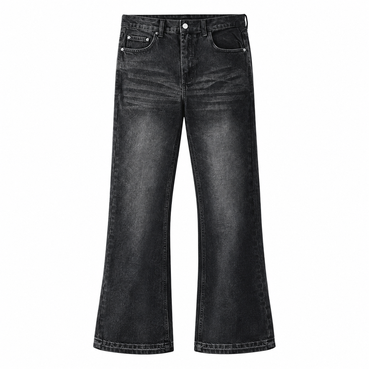 ASHEN — FLARED DENIM Black front - AI concept, supplier verification pending