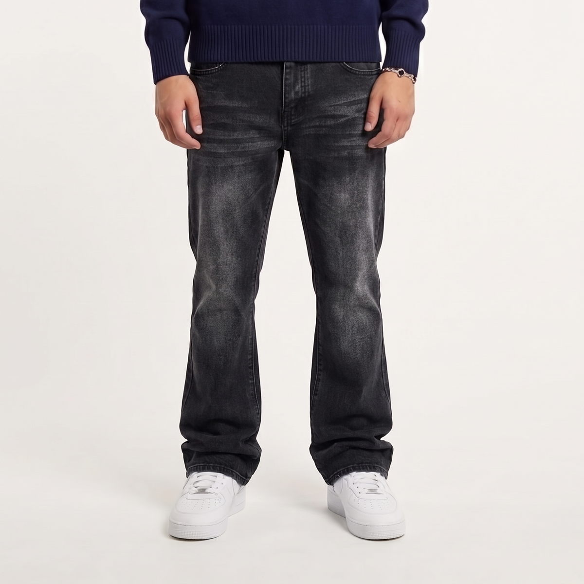 Black ASHEN — FLARED DENIM on model