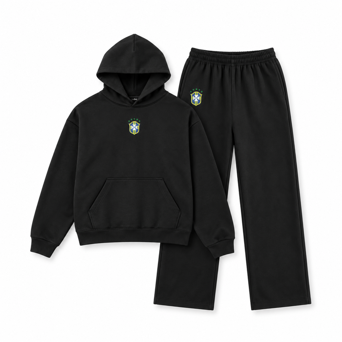 BRASIL tracksuit in black — hoodie and wide-leg trousers