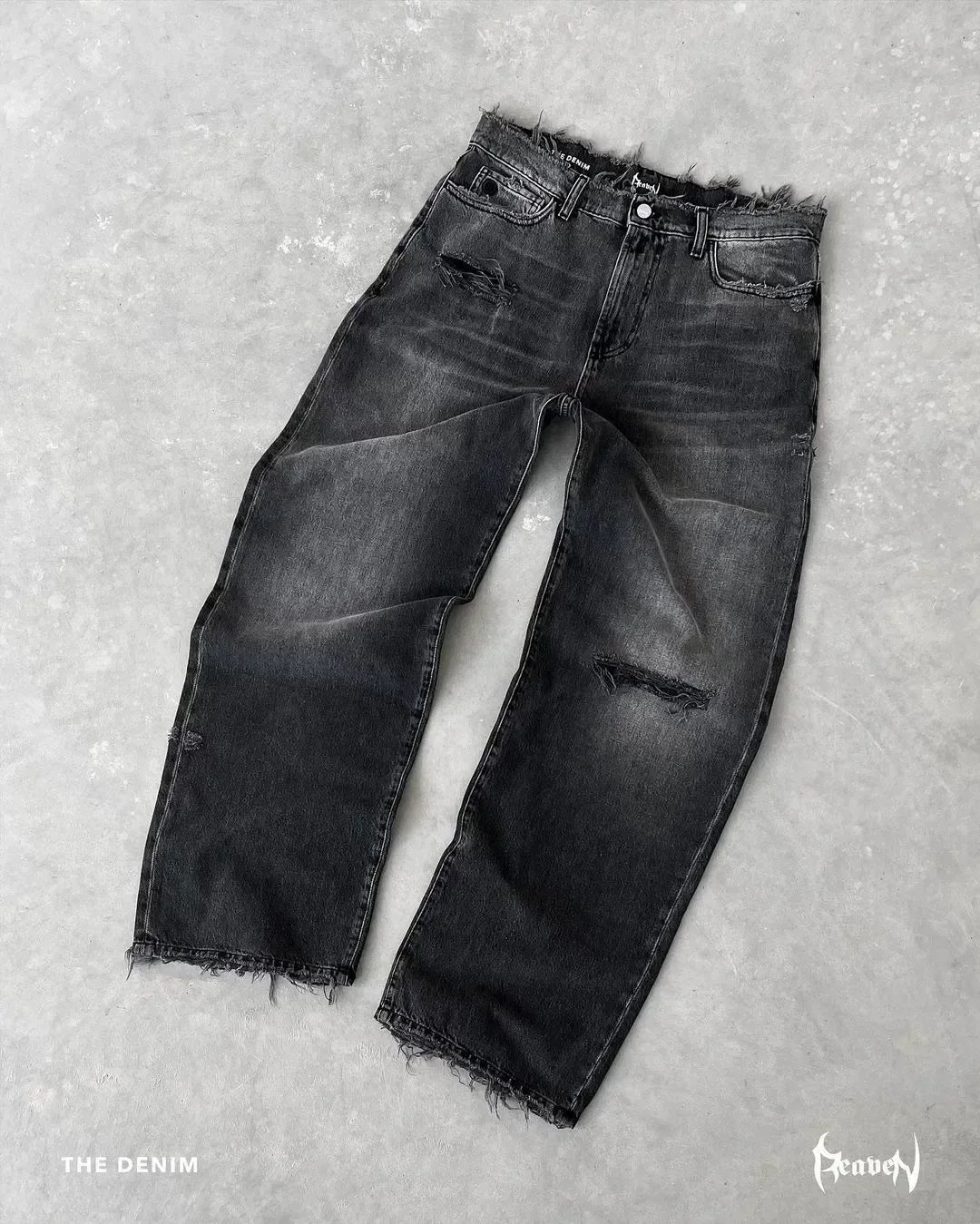 Vintage Washed Distressed Denim - Vintage Black