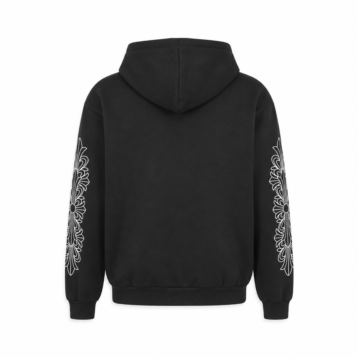 FLORA — ZIP HOODIE Black back - AI concept, supplier verification pending