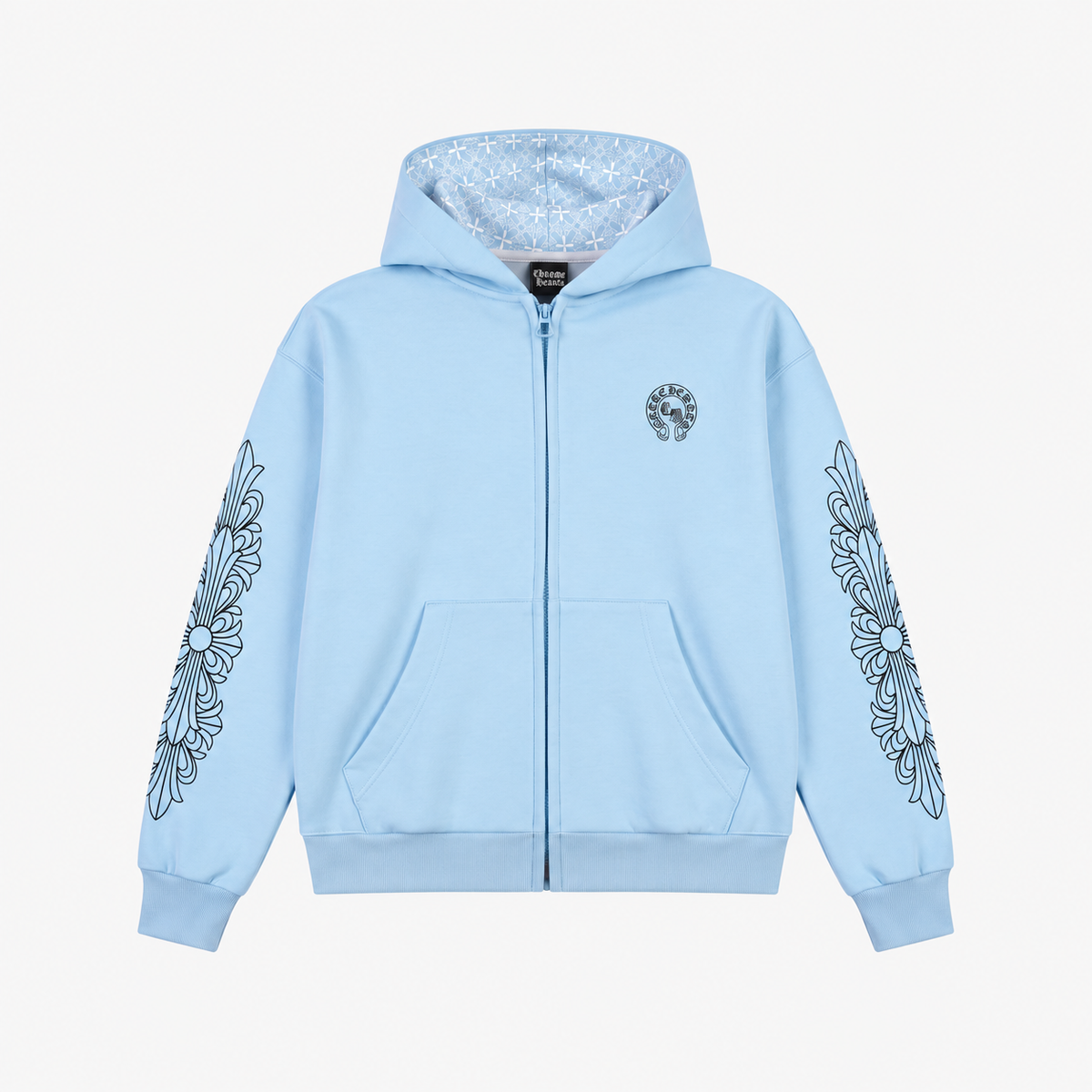 Blue FLORA — ZIP HOODIE product photo