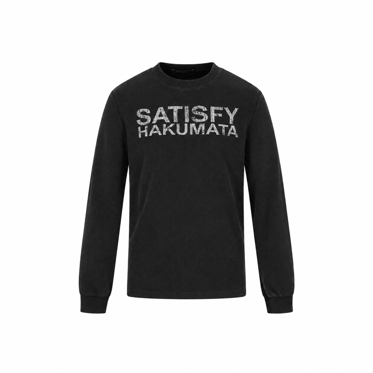 HAKUMATA black waffle longsleeve front