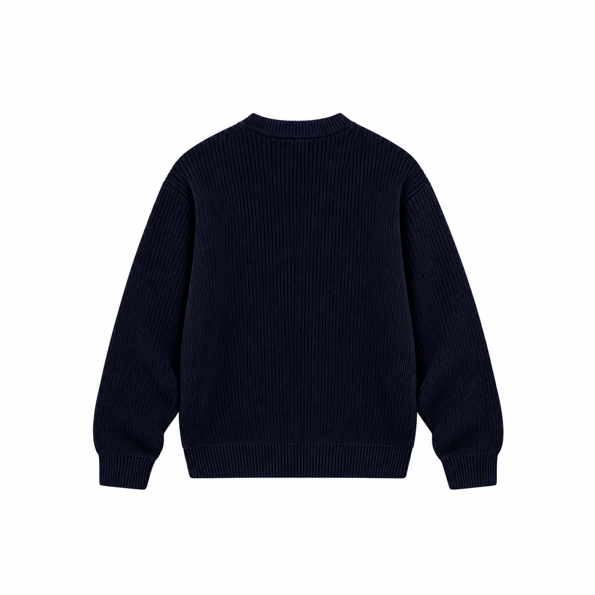 HARU knit sweater navy blue back — AI-generated view based on front