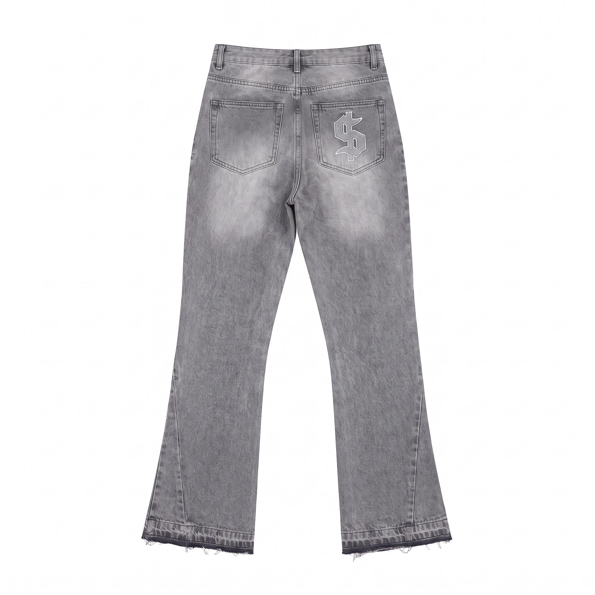 DOLLAR Flared Jeans Washed Grey back with dollar pocket