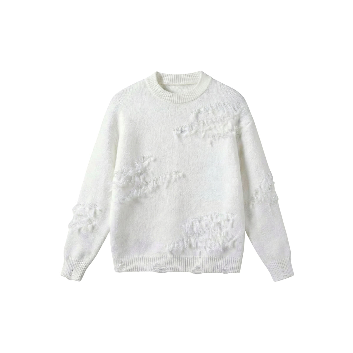 White Ripped Sweater RIPPED — SWEATER