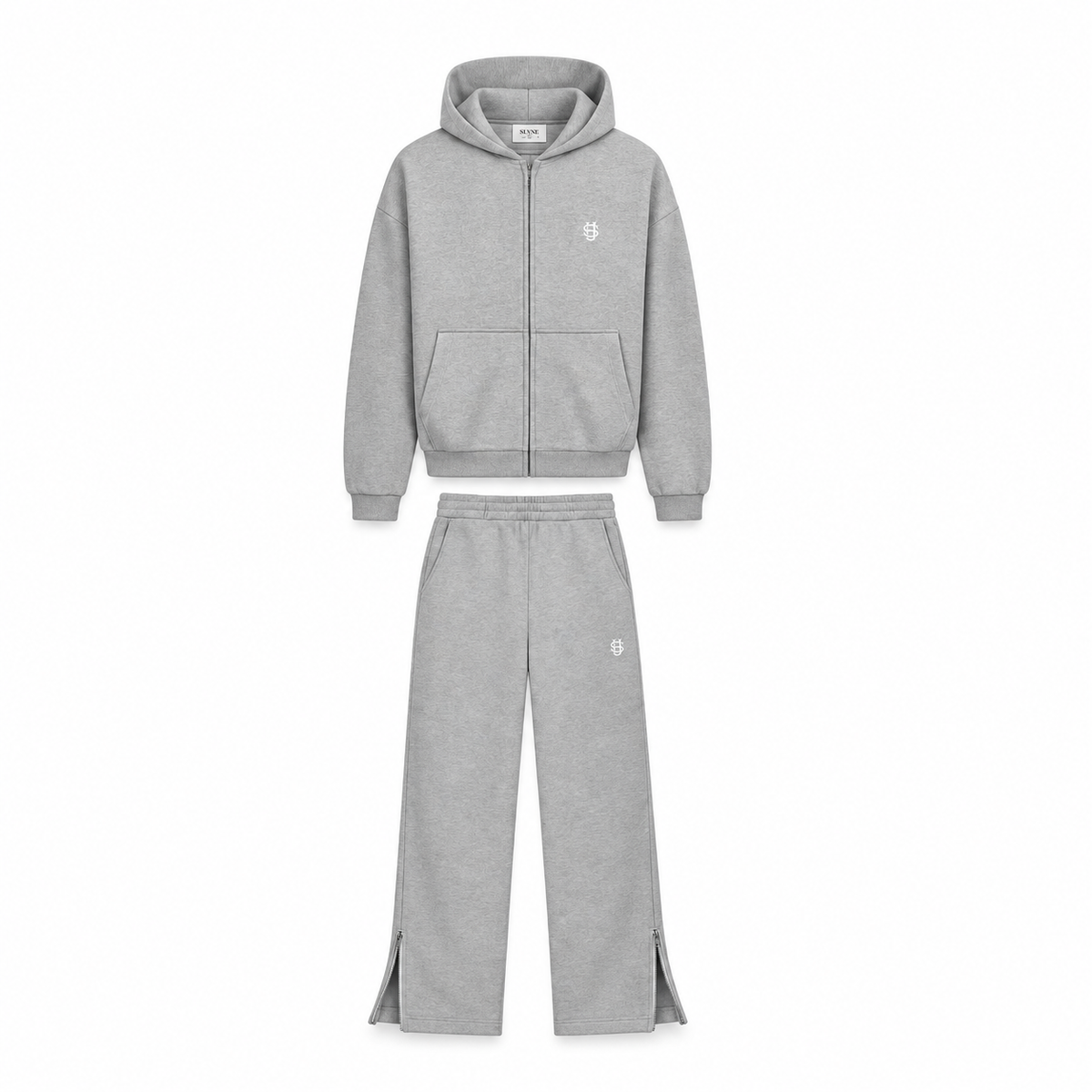 SOVEN grey zip flare tracksuit, front product view