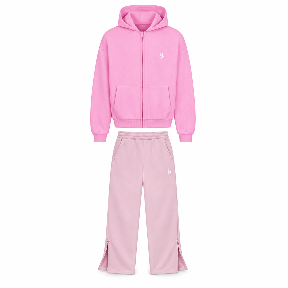 SOVEN Pink zip flare tracksuit, product view