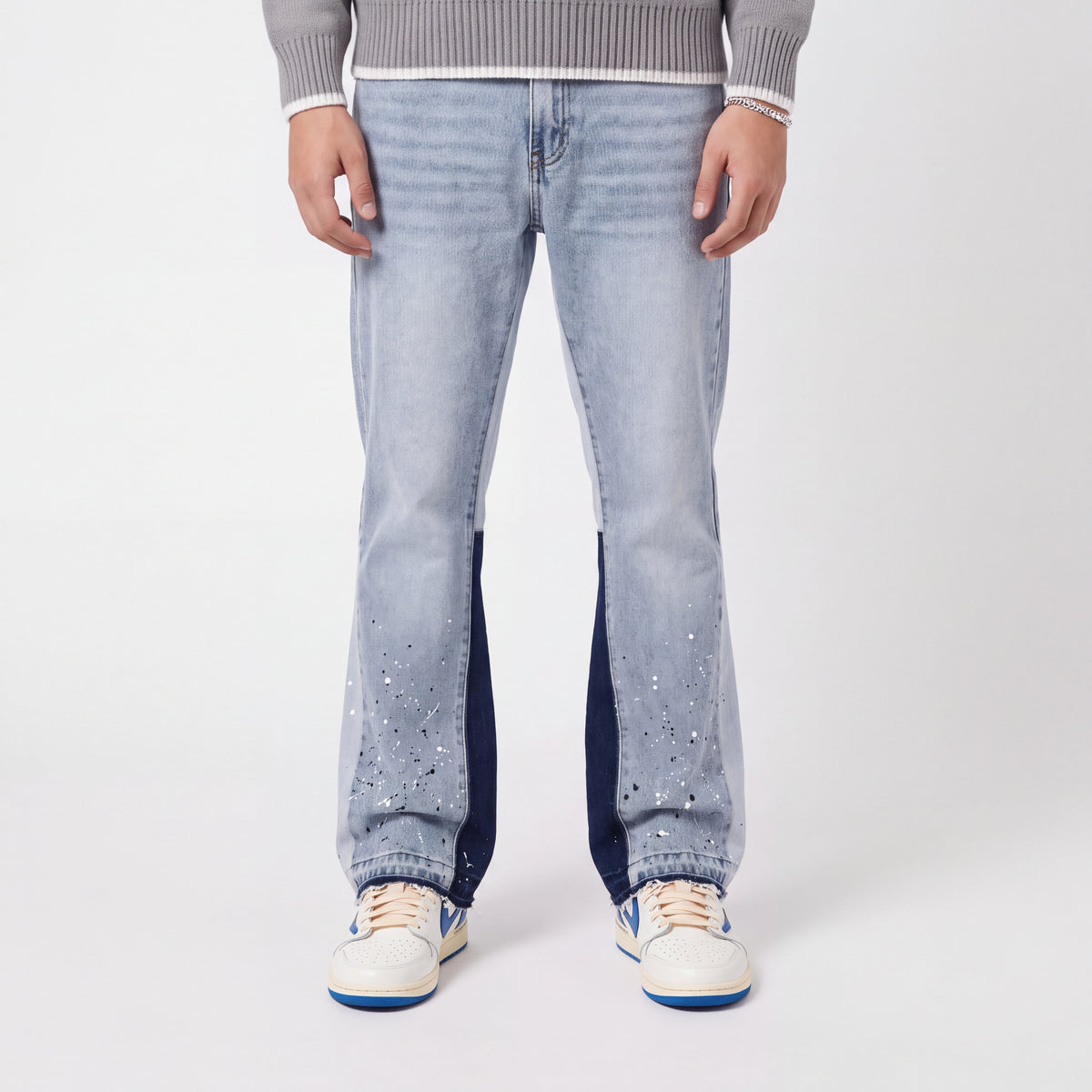 SPLASH PANEL - Flared Jeans worn in DEP studio format with matching sneakers